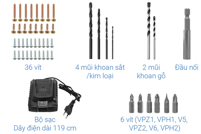 Máy khoan búa pin Ingco CIDLI2002 - Cận cảnh đầu khoan