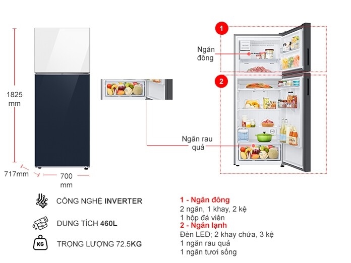 Tủ lạnh Samsung Inverter 460 lít Bespoke RT47CB66868ASV - Ảnh 5