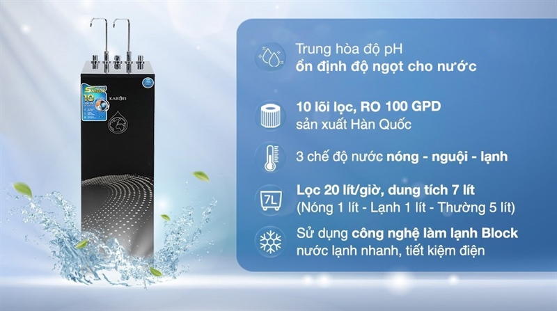 Máy lọc nước Karofi KAD-X60 với thiết kế tủ đứng sang trọng