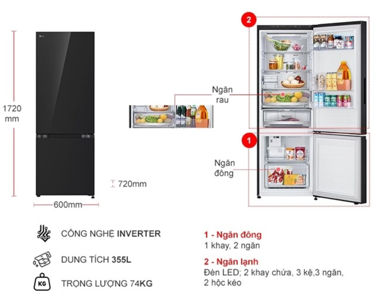 Tủ lạnh LG Inverter 335 lít LBB33BLGA 2024 - Indonesia - Ảnh 5