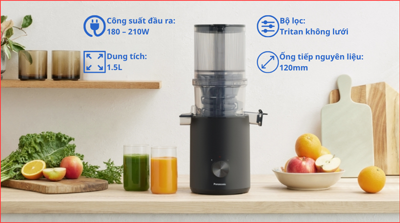 Máy Ép Trái Cây Chậm Panasonic MJ-L800KRA 210W