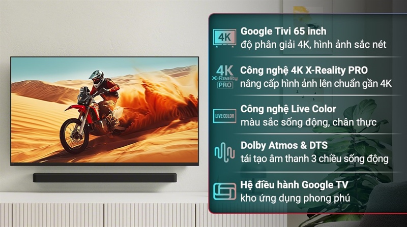 Google Tivi Sony 4K 65 inch K-65S25VM2 thiết kế hiện đại sang trọng