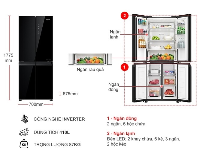 Công nghệ khử mùi và bảng điều khiển cảm ứng của tủ lạnh Aqua