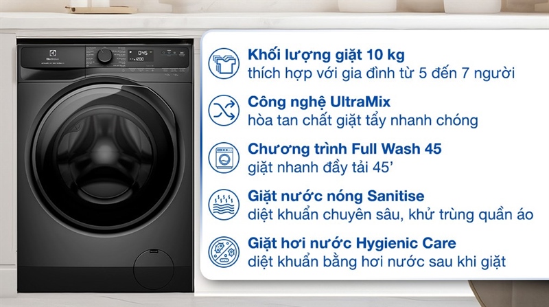 Máy giặt Electrolux UltimateCare 500 Inverter 10 kg EWF1023P5SC 2024 - THÁI LAN