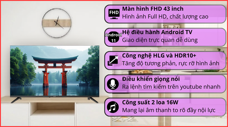 Android Tivi Sharp 43 Inch 2T-C43GH3000X 2025 - Thái Lan