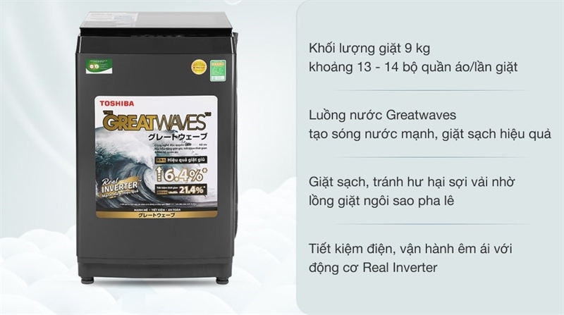 Máy giặt Toshiba Inverter 9 kg AW-DK1000FV(KK) - THÁI LAN