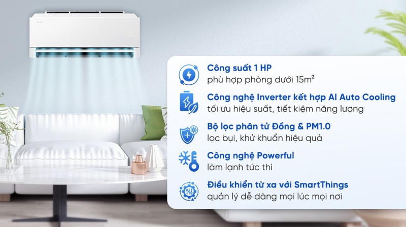 Máy Lạnh Samsung Wind-Free Inverter 1 Hp AR80H10DAAWNSV 2026 - Thái Lan